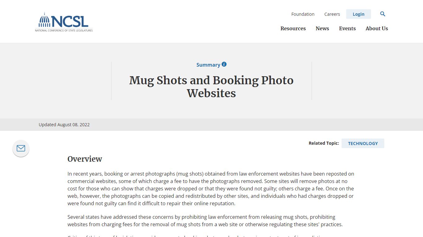 Mug Shots and Booking Photo Websites - National Conference of State ...