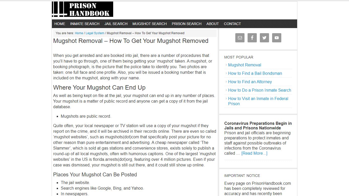 Mugshot Removal - How To Get Your Mugshot Removed - Prison Handbook